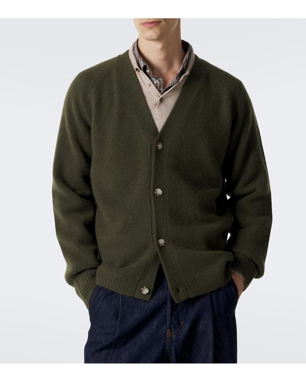 arch4 Green Mr Sage Cashmere Cardigan for men