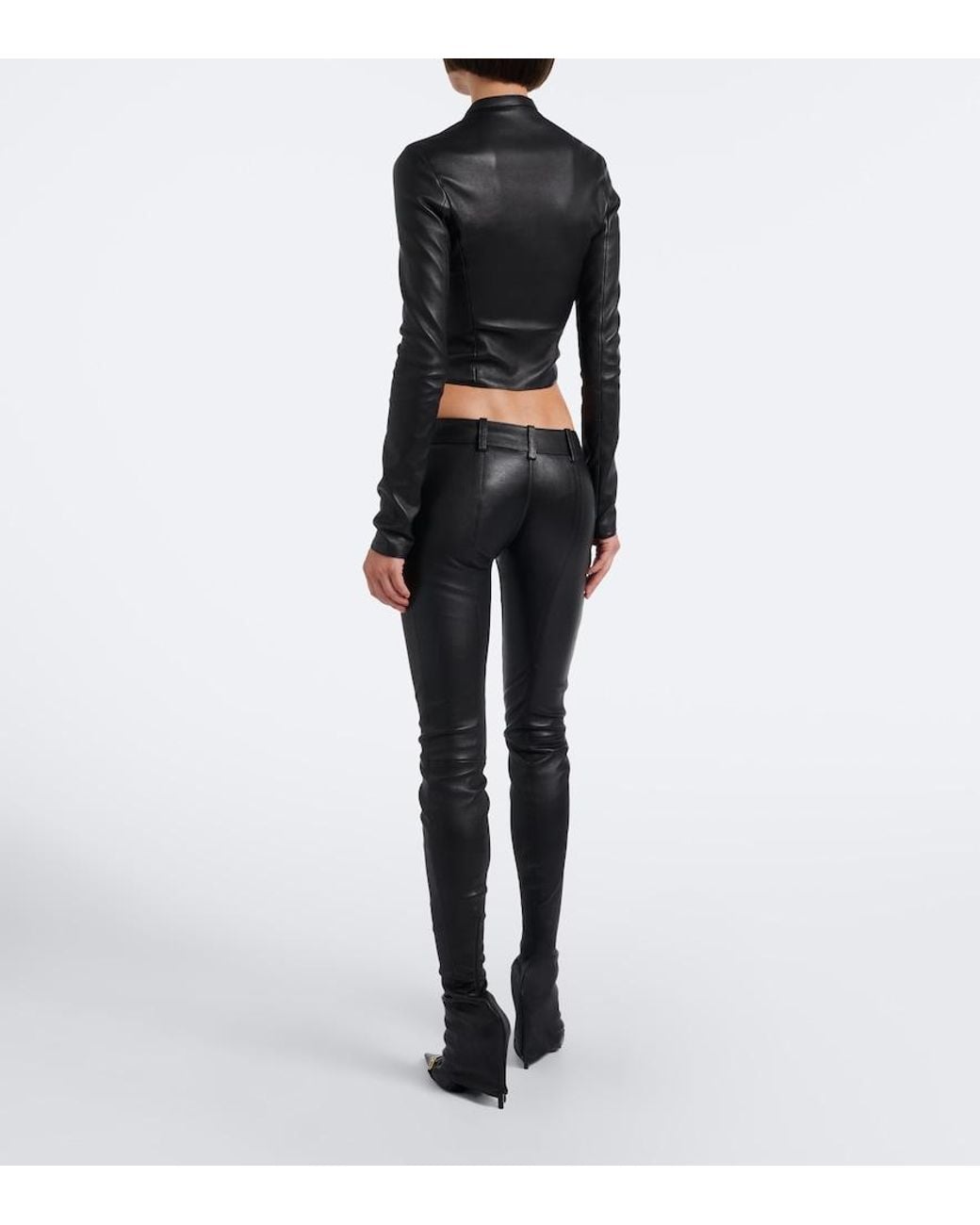 Gucci Black Leather Slim Pants