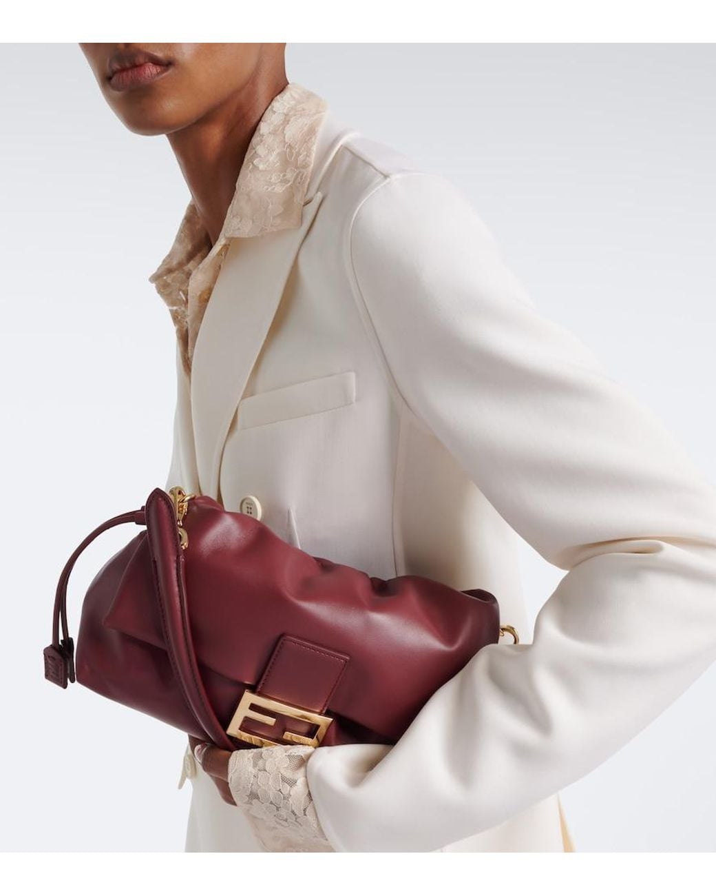 Fendi Purple Baguette Medium Leather Shoulder Bag