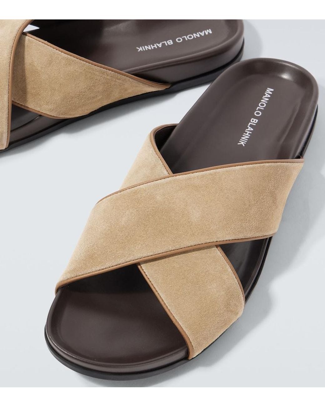 Manolo Blahnik Brown Chiltern Suede Slides for men
