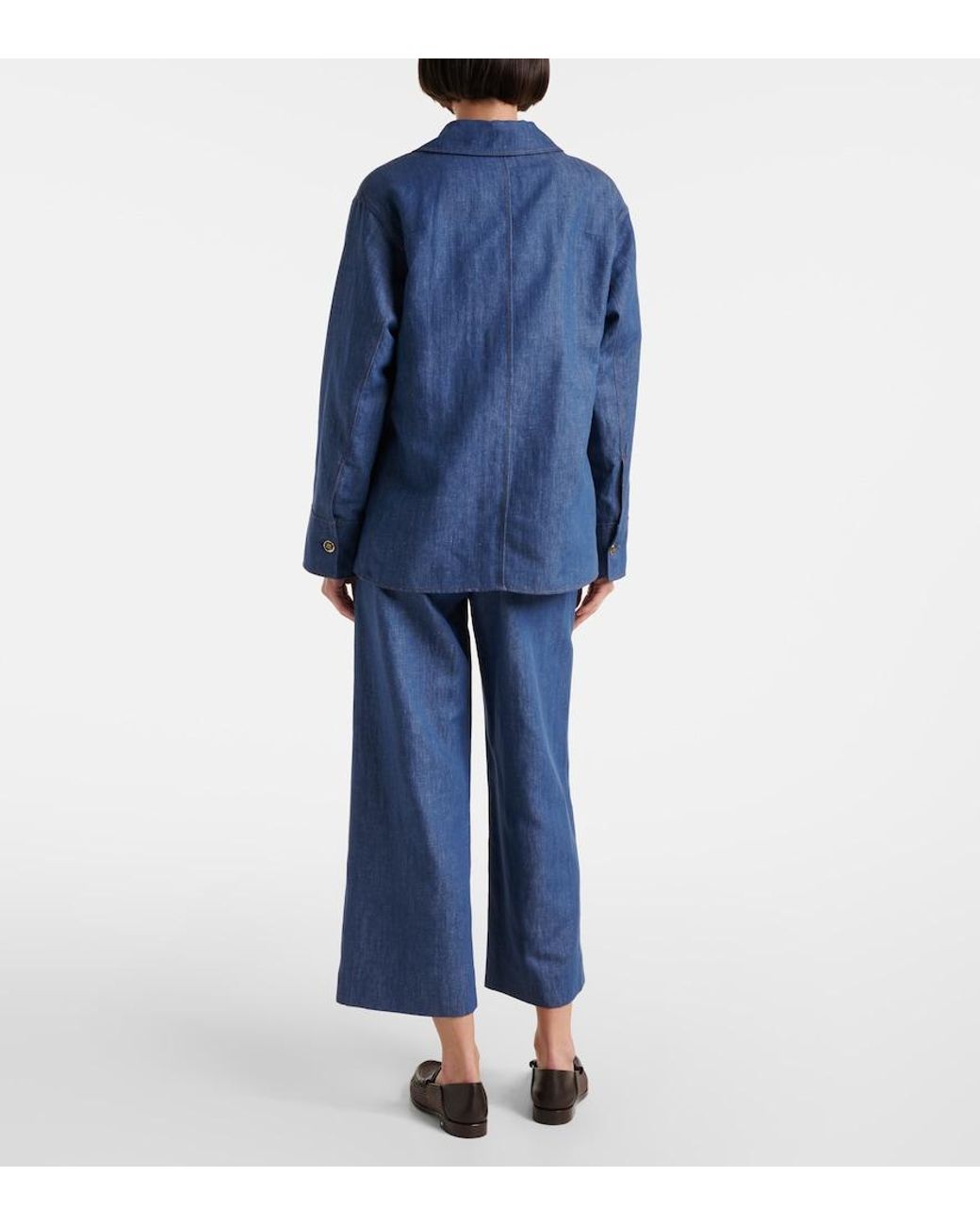 Max Mara Blue Ginny Cotton And Linen Twill Jacket
