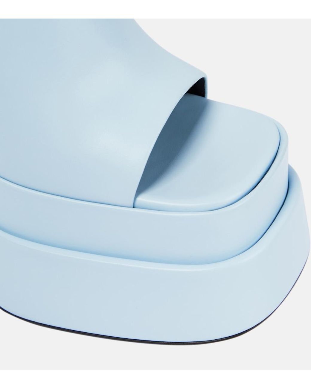 Versace Blue Leather Platform Mules