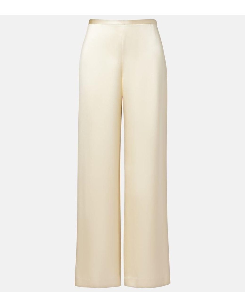 The Row Natural Lanuit Silk Satin Straight Pants