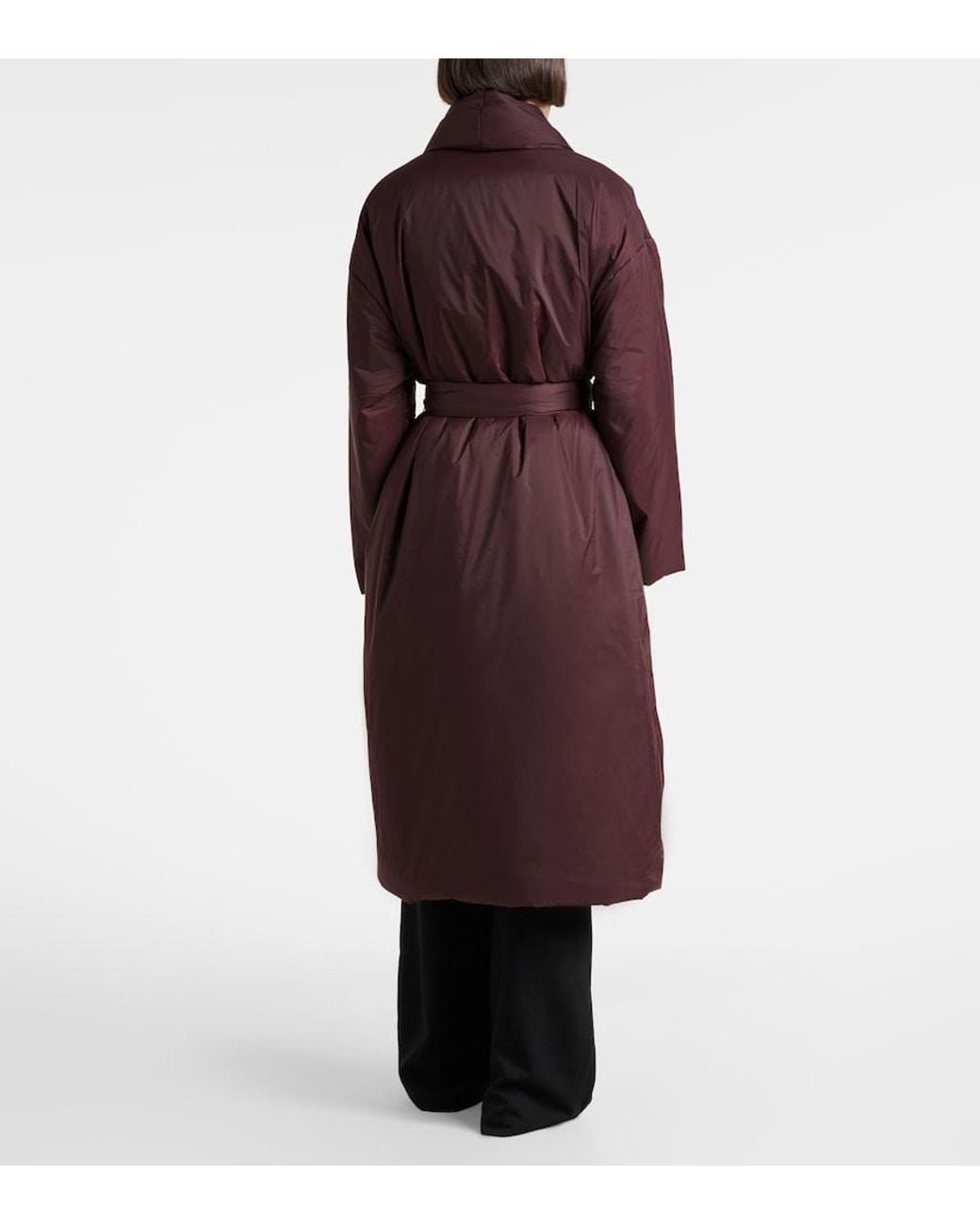 Leset Red Bo Belted Taffeta Puffer Coat