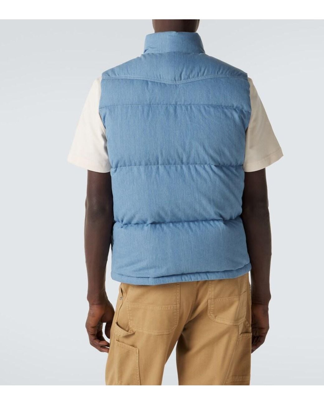 Chaleco De Plumas Ervional De Denim Moncler de hombre de color Blue