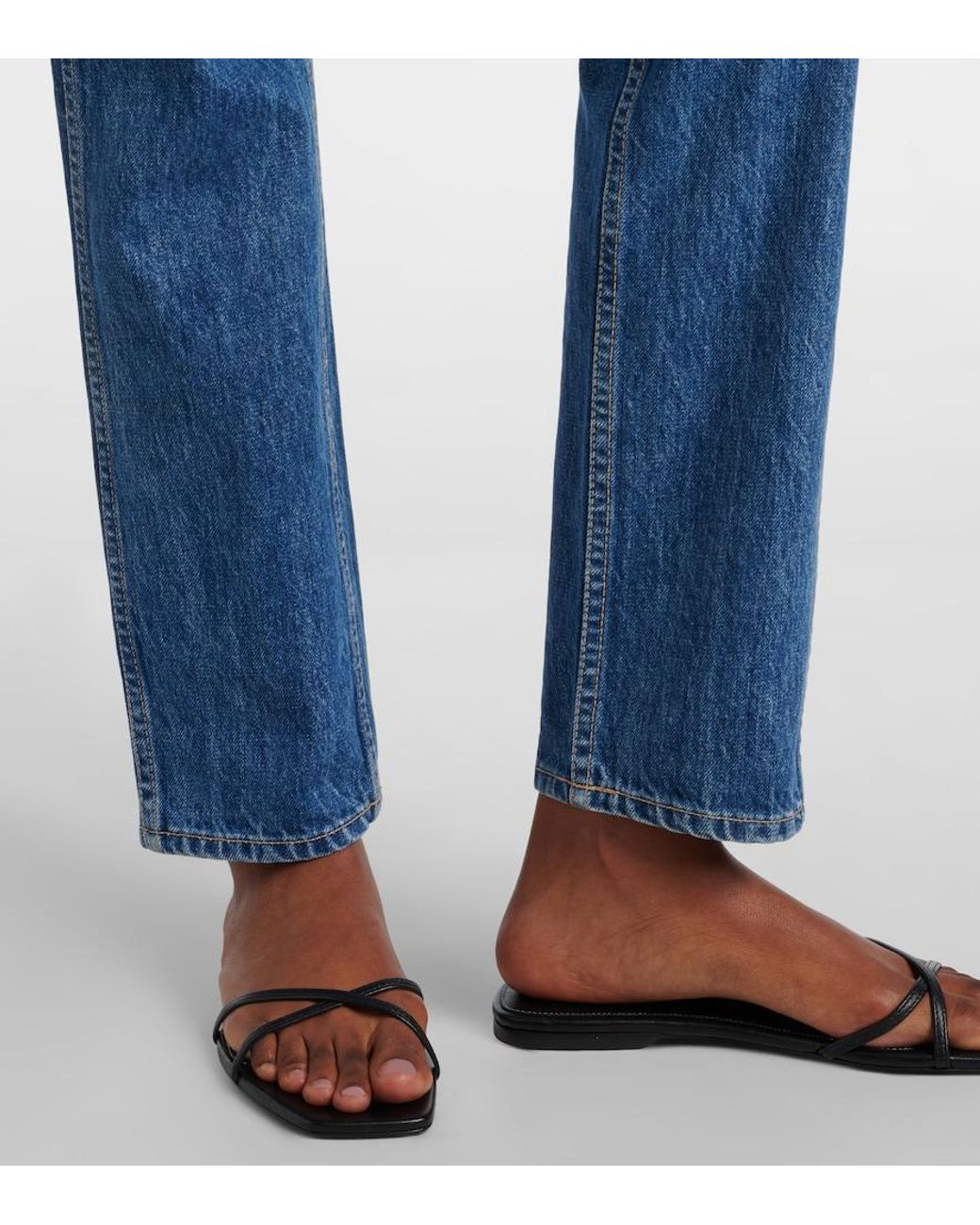 SLVRLAKE Denim Blue Virginia Slim High-Rise Straight Jeans