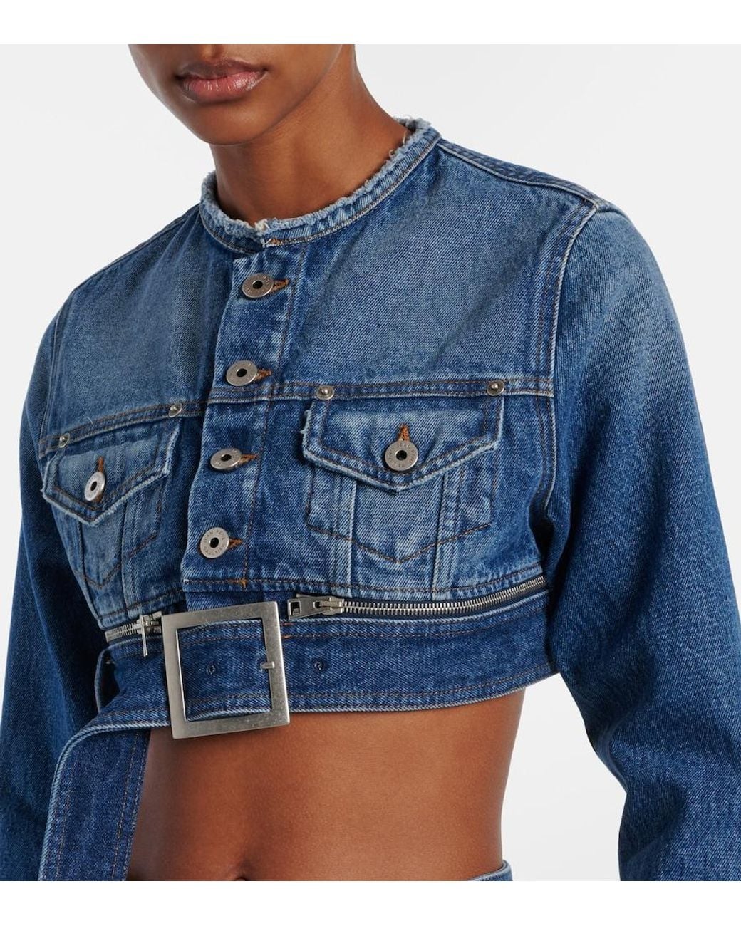 Jean Paul Gaultier Blue Cropped Denim Jacket