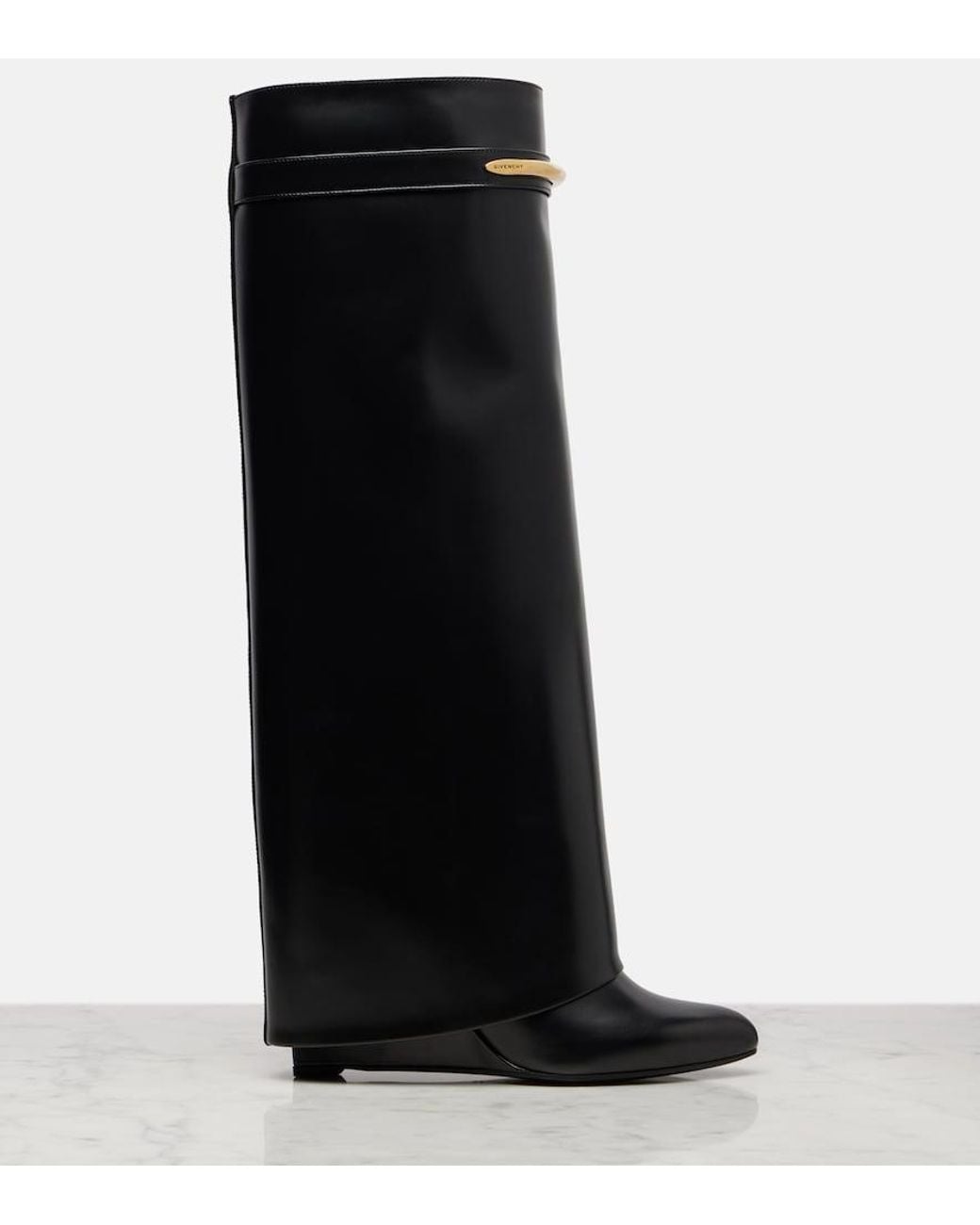 Givenchy Black Shark 95 Leather Knee-High Boots