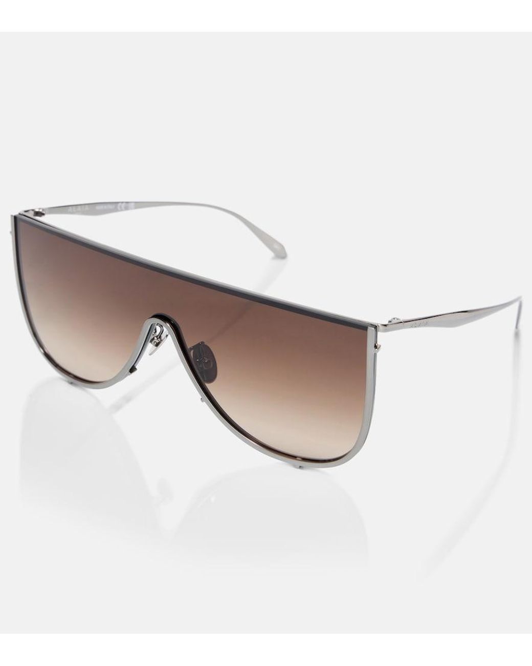 Alaïa Brown Lettering Logo Flat-Top Sunglasses