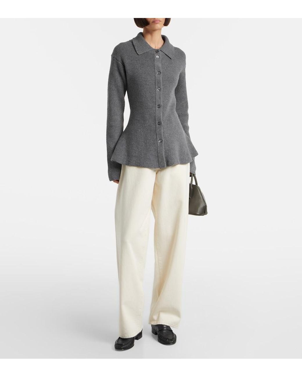 Rohe Gray Ribbed-Knit Wool And Cashmere Cardigan