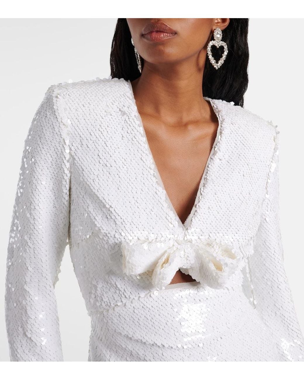 Self-Portrait White Sequined Minidress