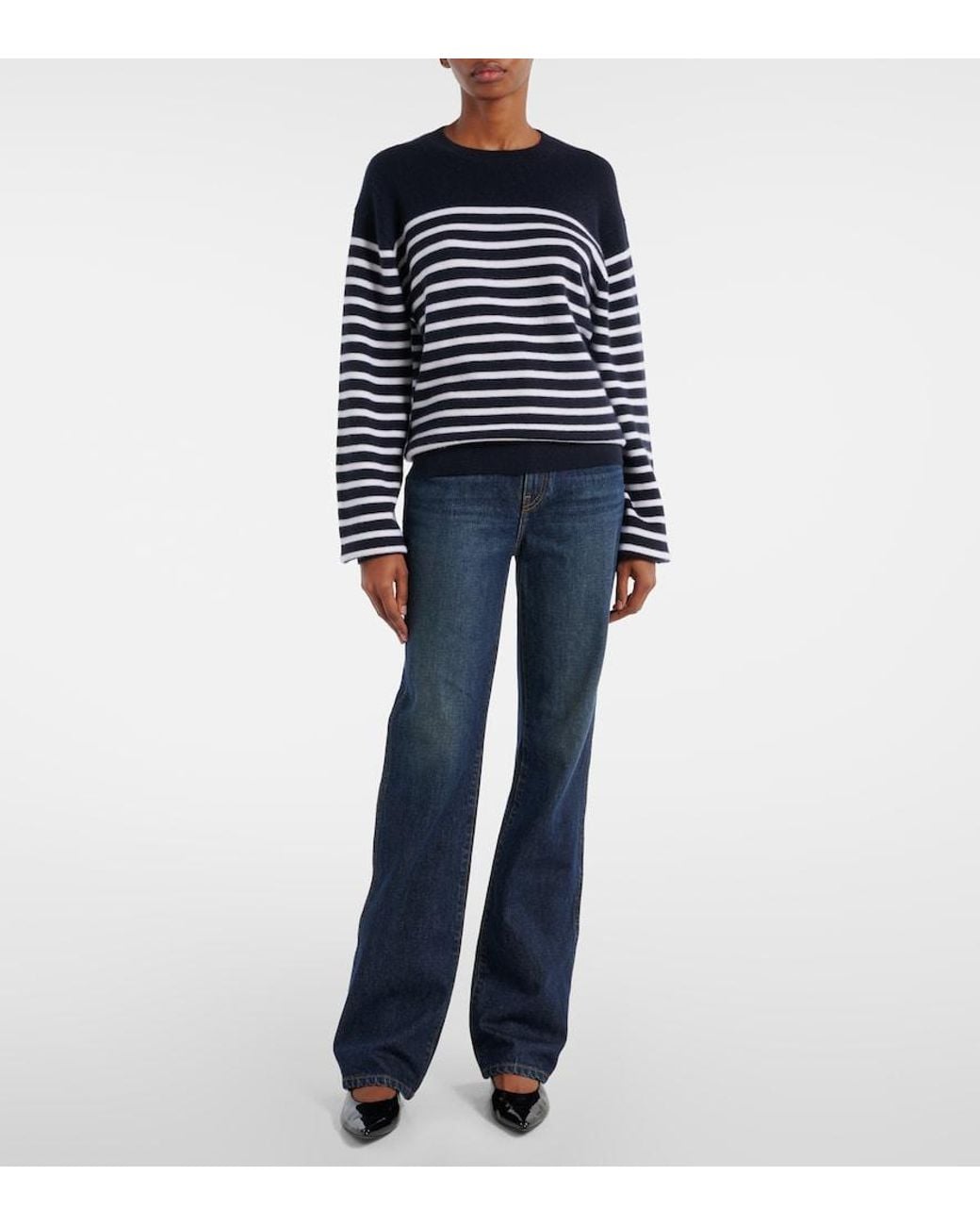 Khaite Blue Viola Striped Cashmere-Blend Sweater