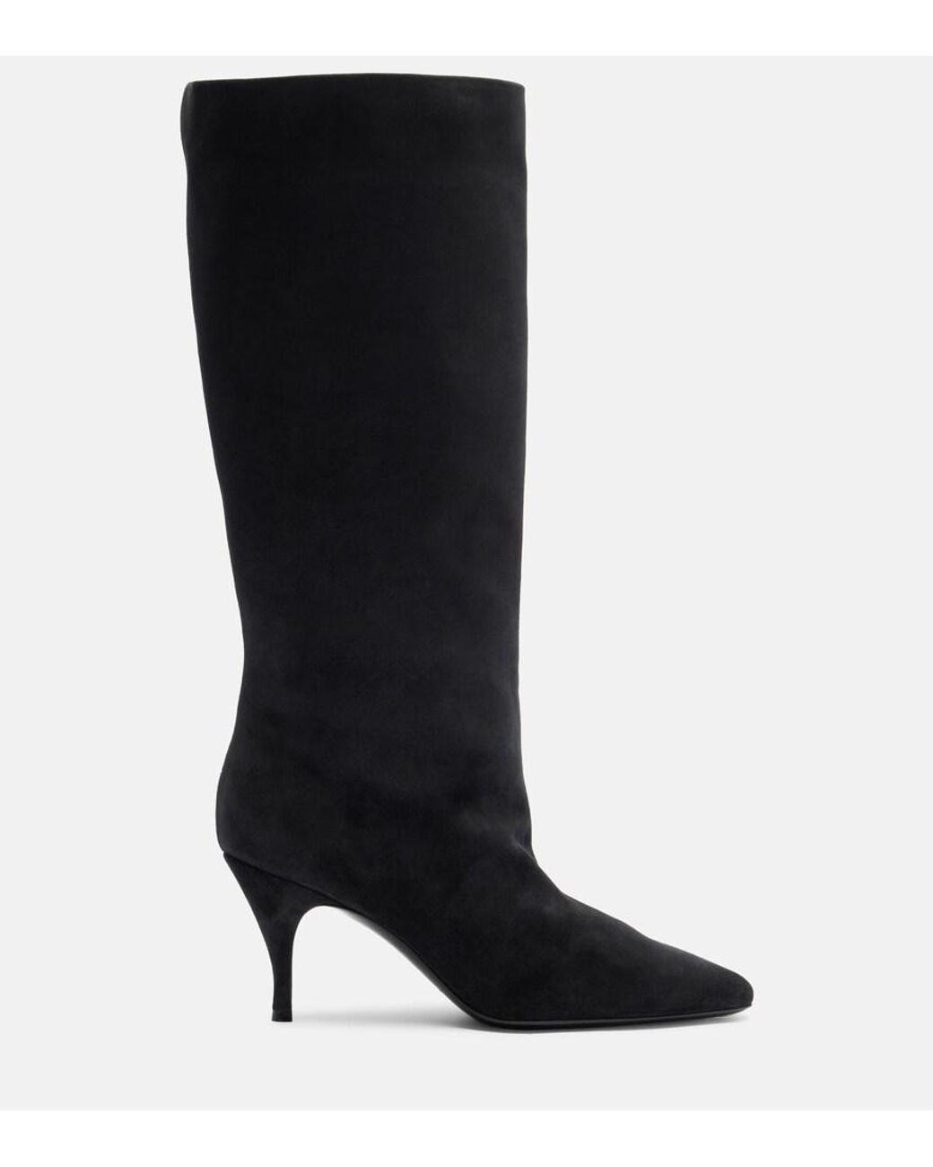 Herbert Levine Black Silhouette Suede Knee-High Boots