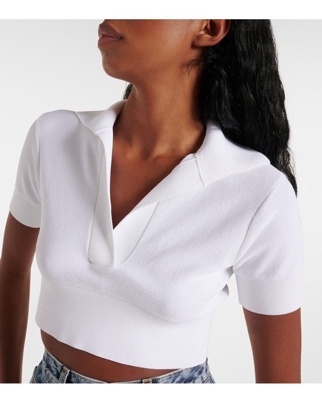 Alaïa White Cropped Knit Top
