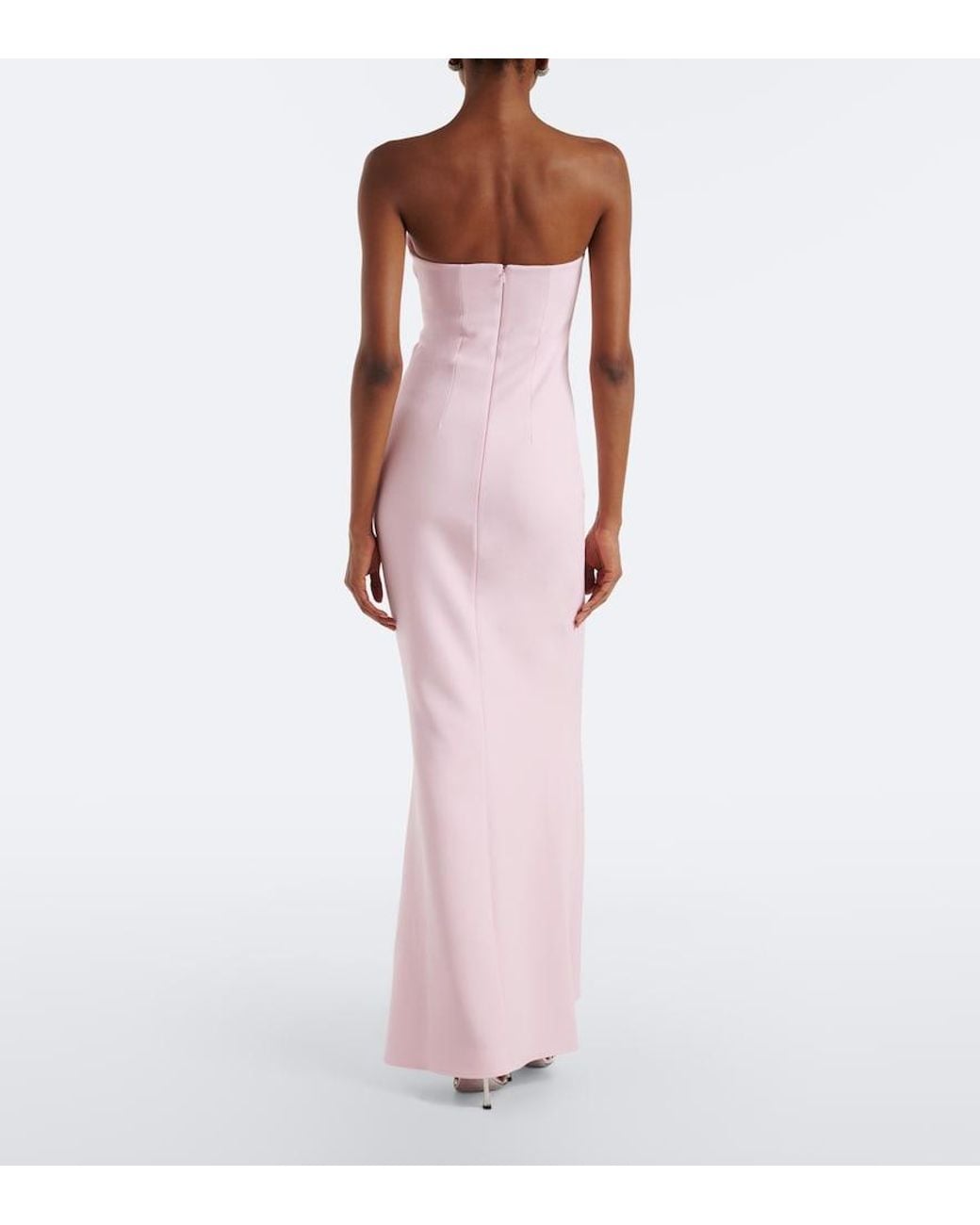 Safiyaa Pink Soshin Feather-Trimmed Crepe Gown