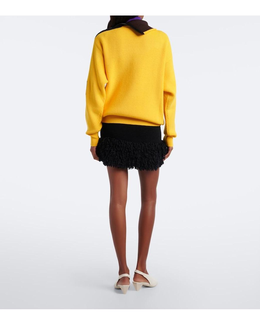 Loewe Black Fringed Wool-Blend Miniskirt