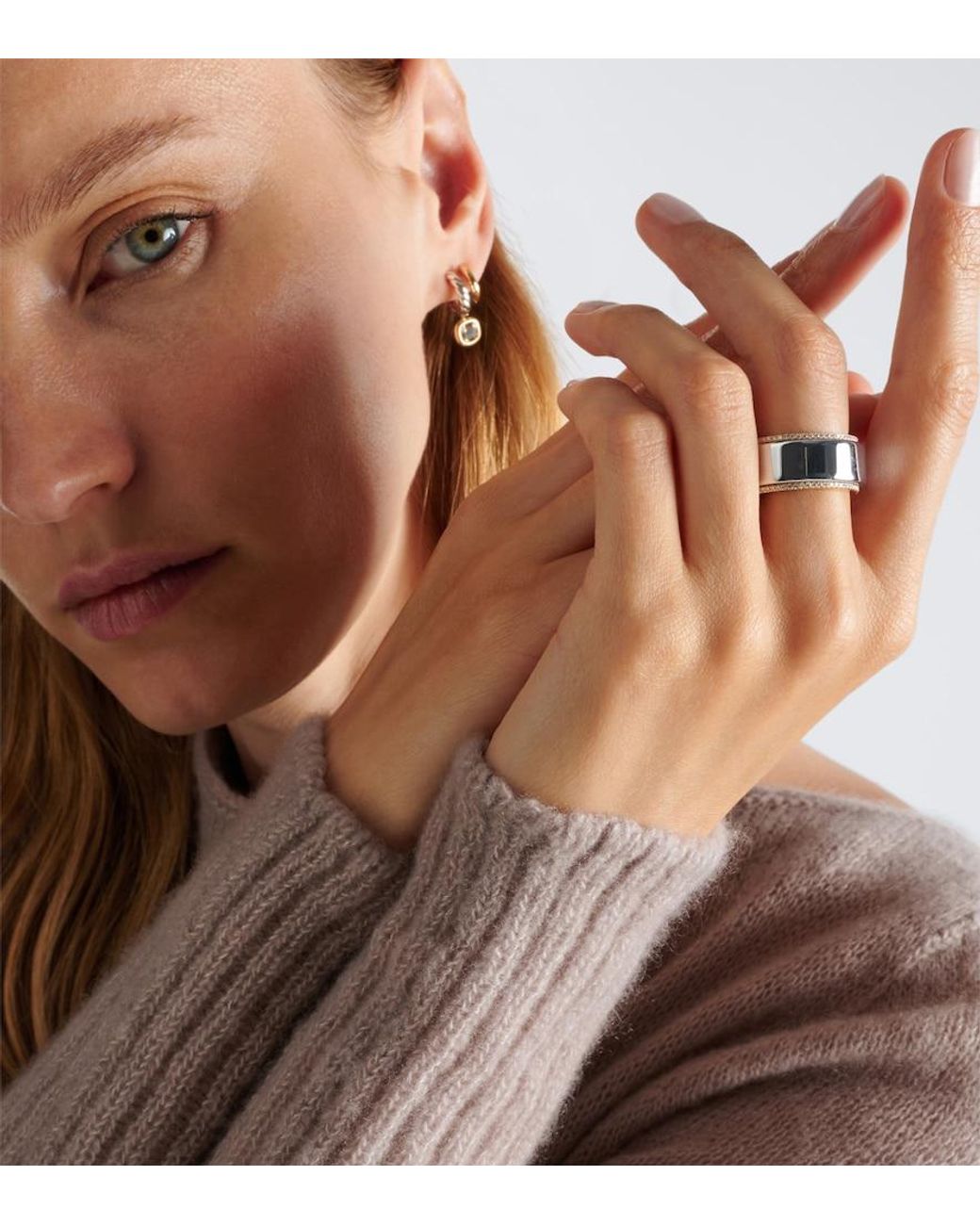 Suzanne Kalan White Mini 18Kt Tech Ring Jackets With Diamonds