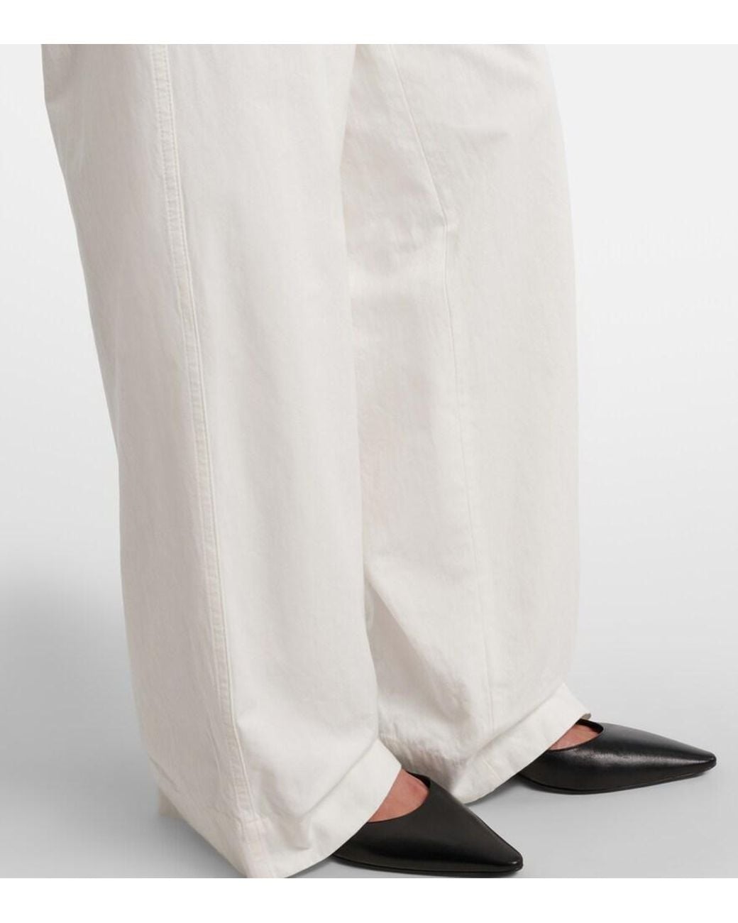 The Row White Fadry Cotton Gabardine Wide-Leg Pants