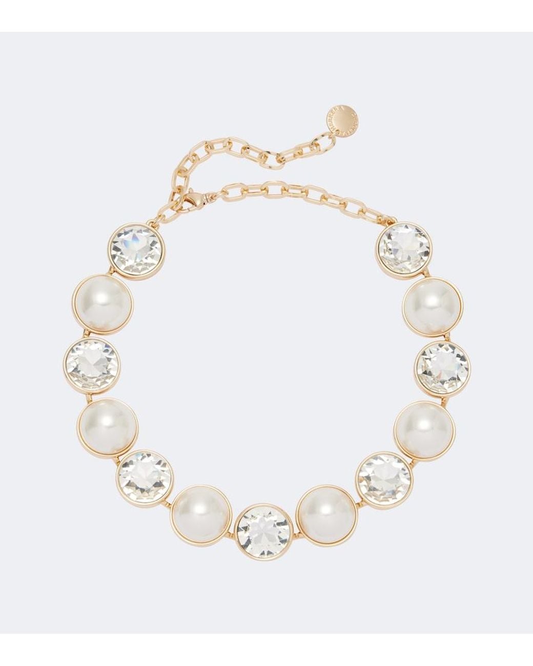 Carolina Herrera White Crystal And Faux Pearl Necklace