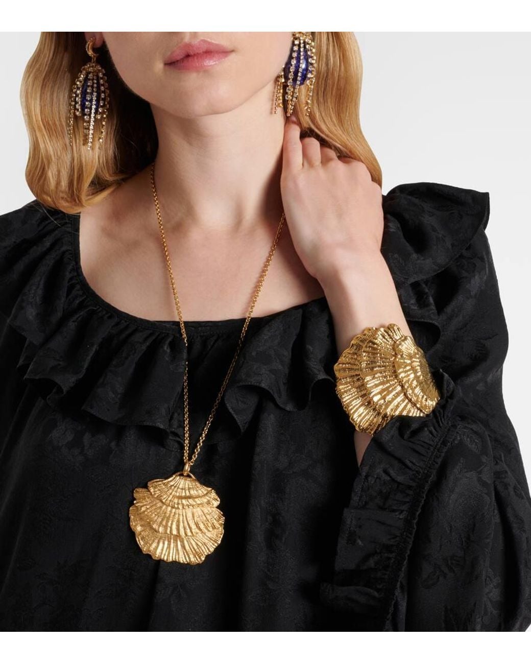 Chloé Metallic Shells Oversized Cuff Bracelet