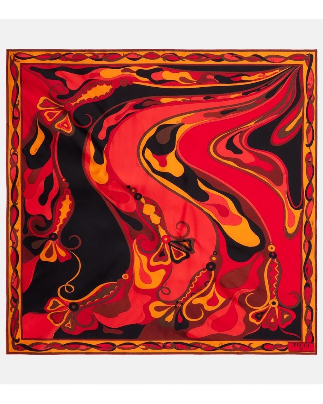 Emilio Pucci Red Manuba Silk Twill Foulard Scarf