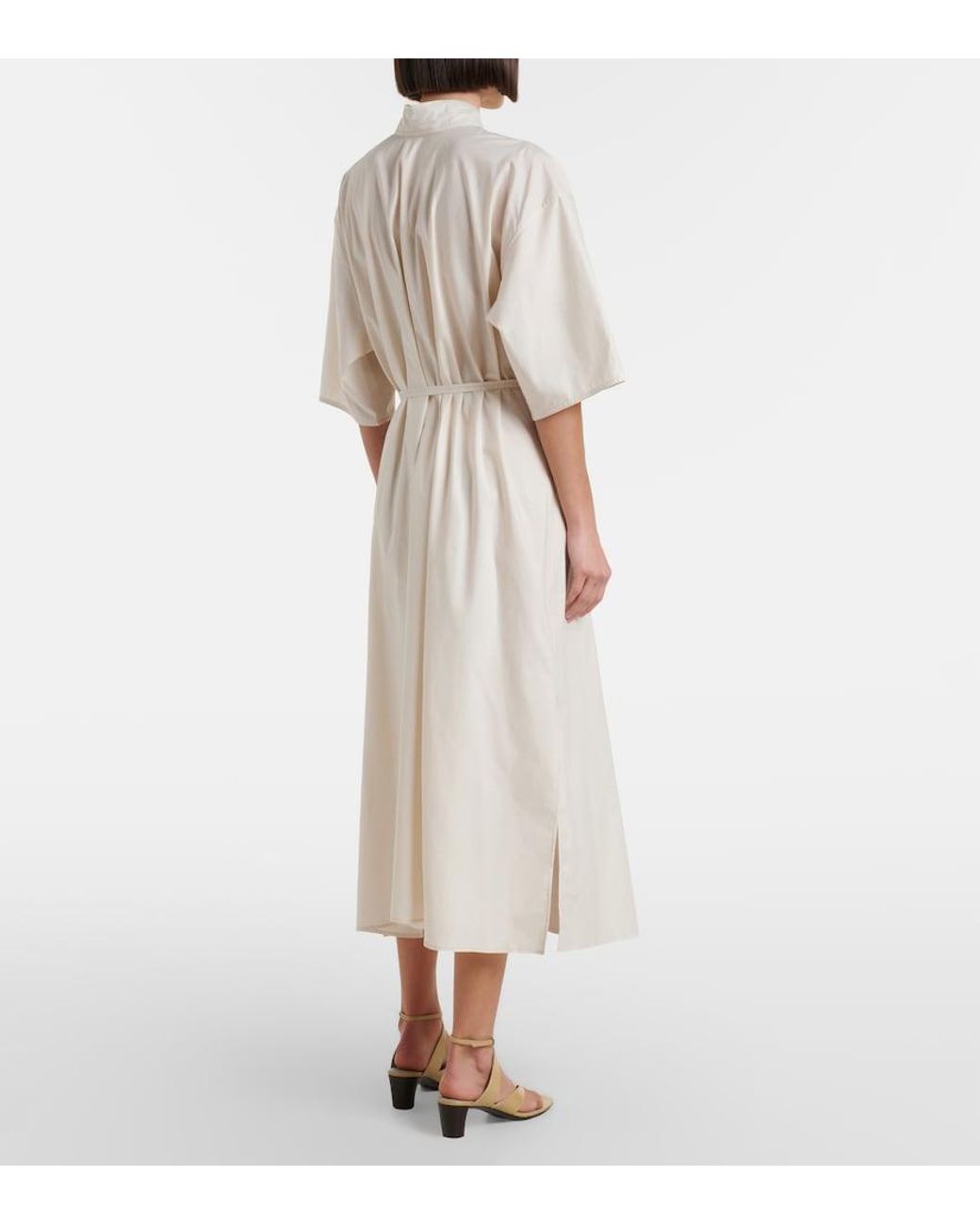 Lemaire White Tie-Neck Cotton And Silk Shirt Dress