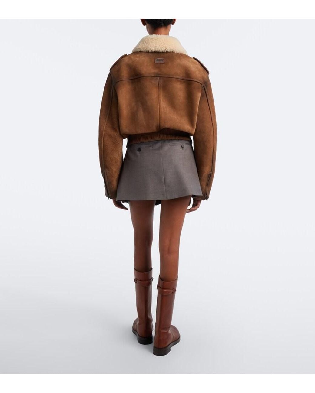 Acne Gray Pleated Wool Miniskirt
