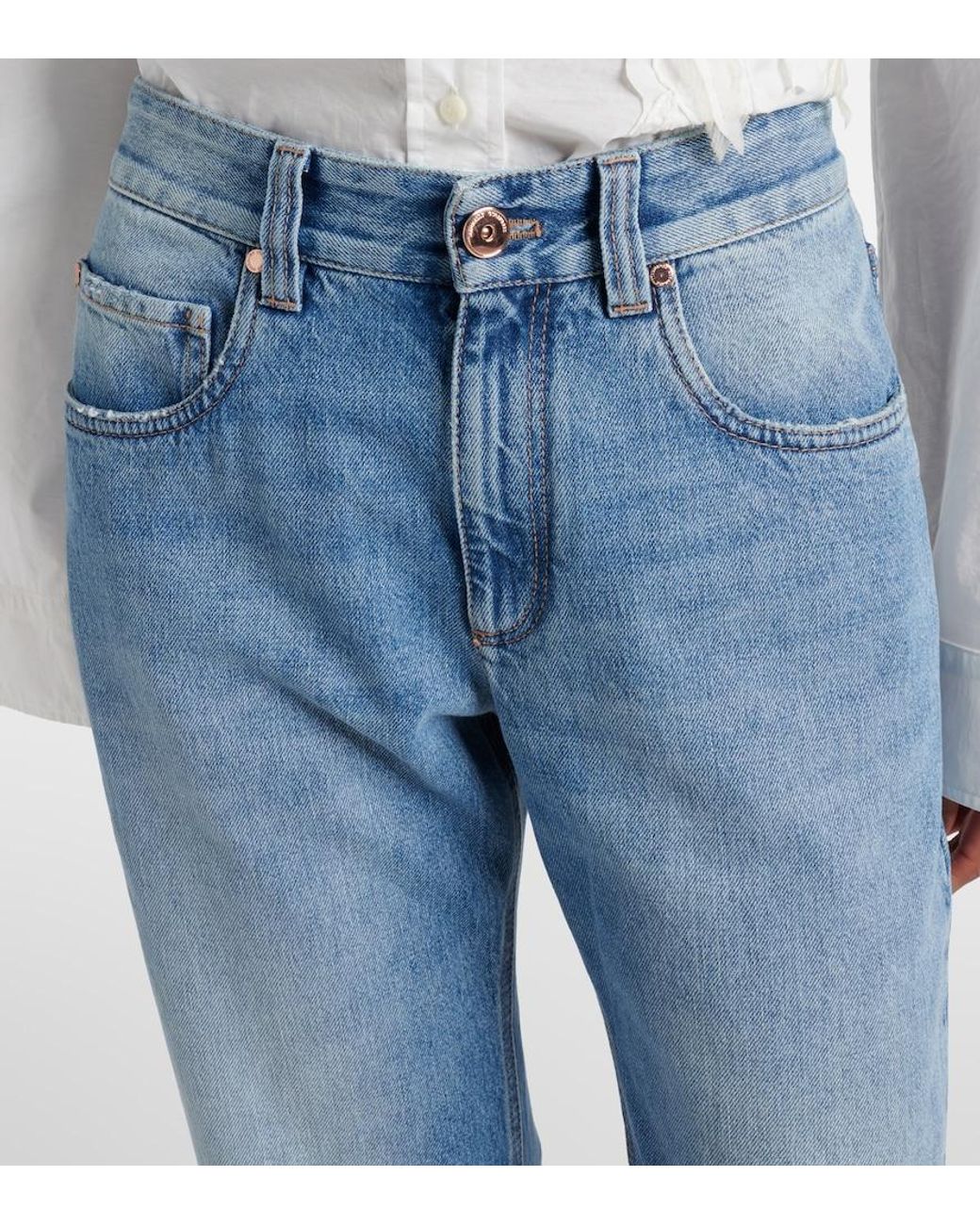 Brunello Cucinelli Blue Low-Rise Straight Jeans