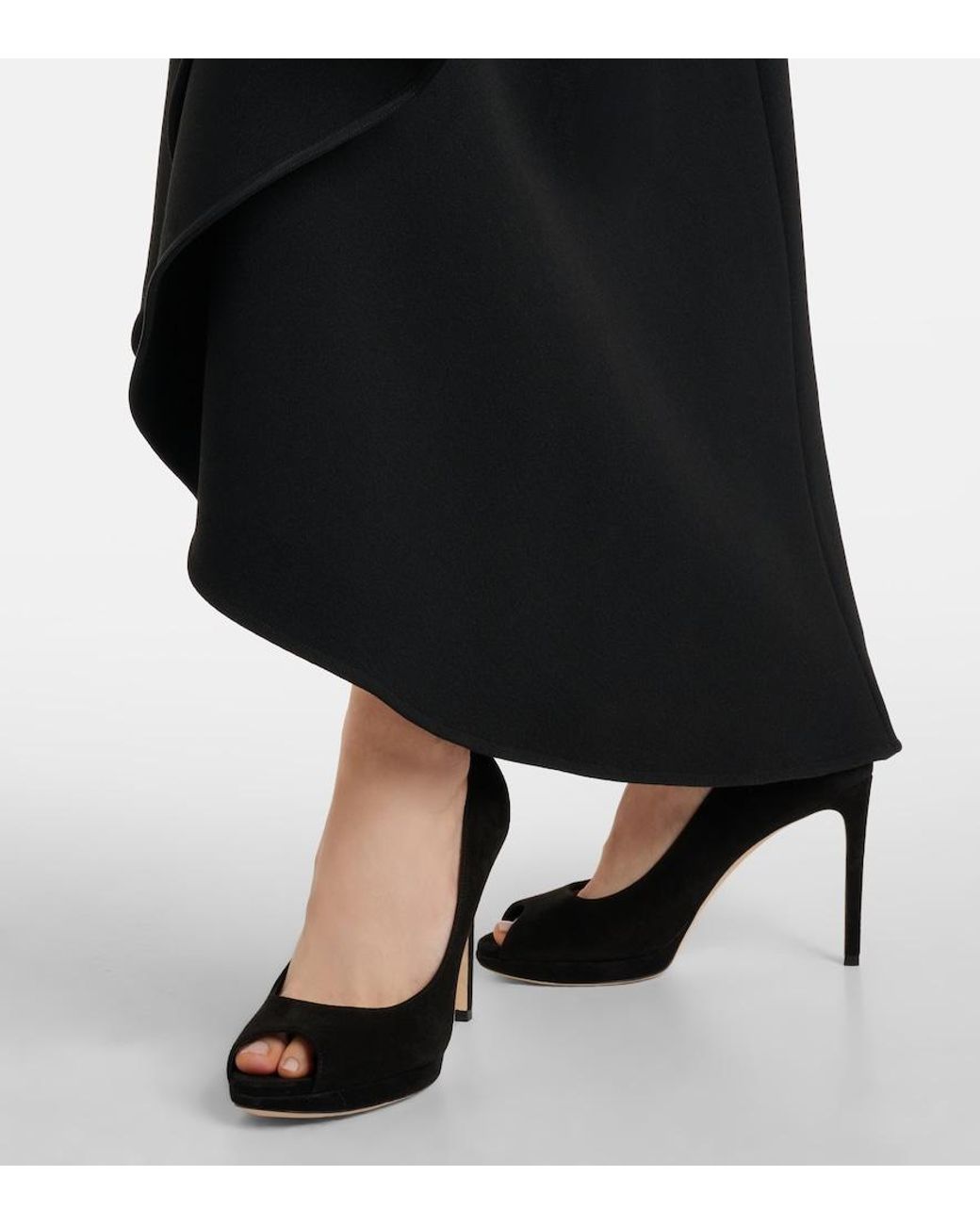 Jimmy Choo Black Riya Suede Peep-Toe Pumps