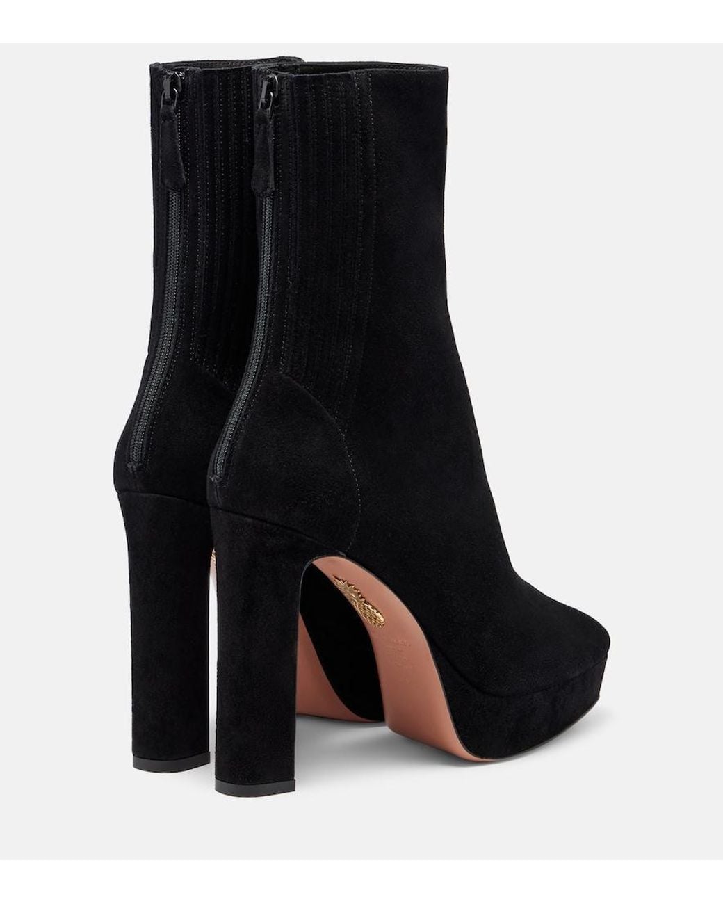 Aquazzura Black Martine 110 Suede Platform Ankle Boots