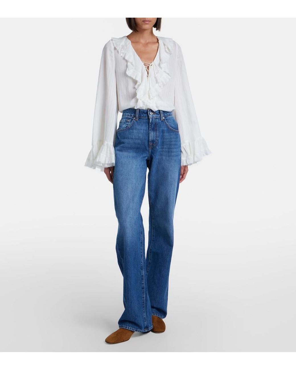7 For All Mankind Blue Tess Straight Jeans