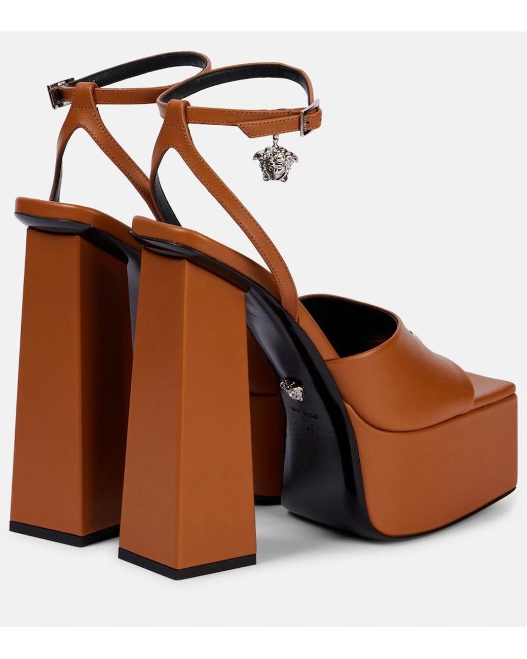 Versace Brown 150 Leather Platform Sandals