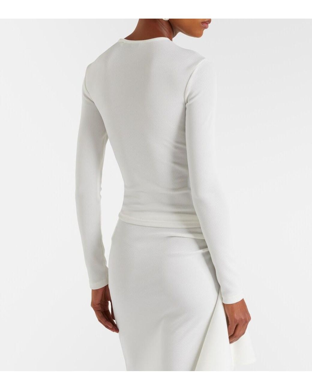 Christopher Esber White Cutout Ribbed-Knit Jersey Top
