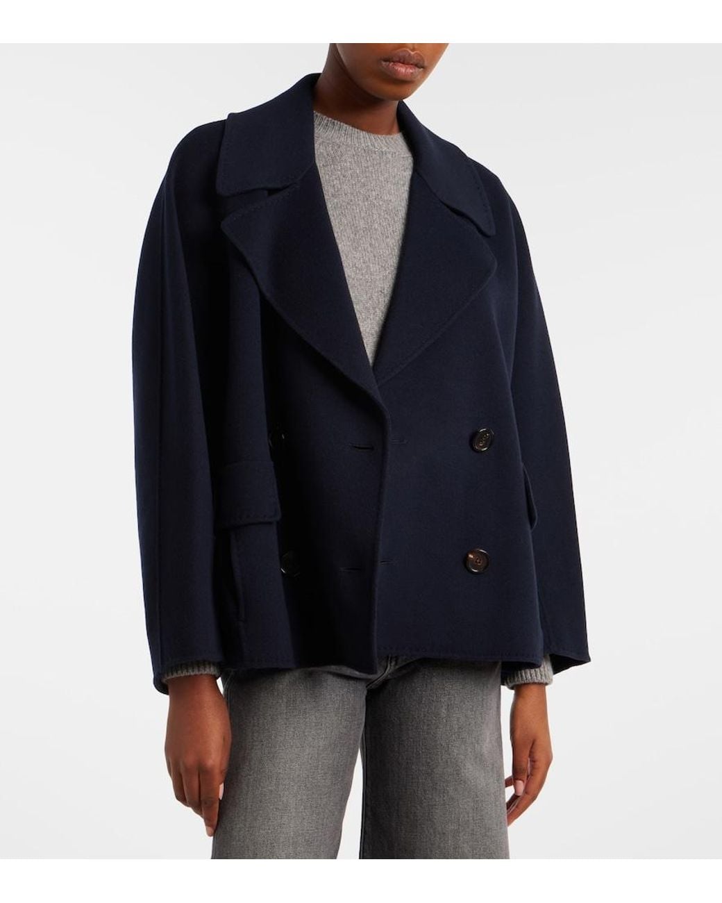 Max Mara Blue Virgin Wool Coat
