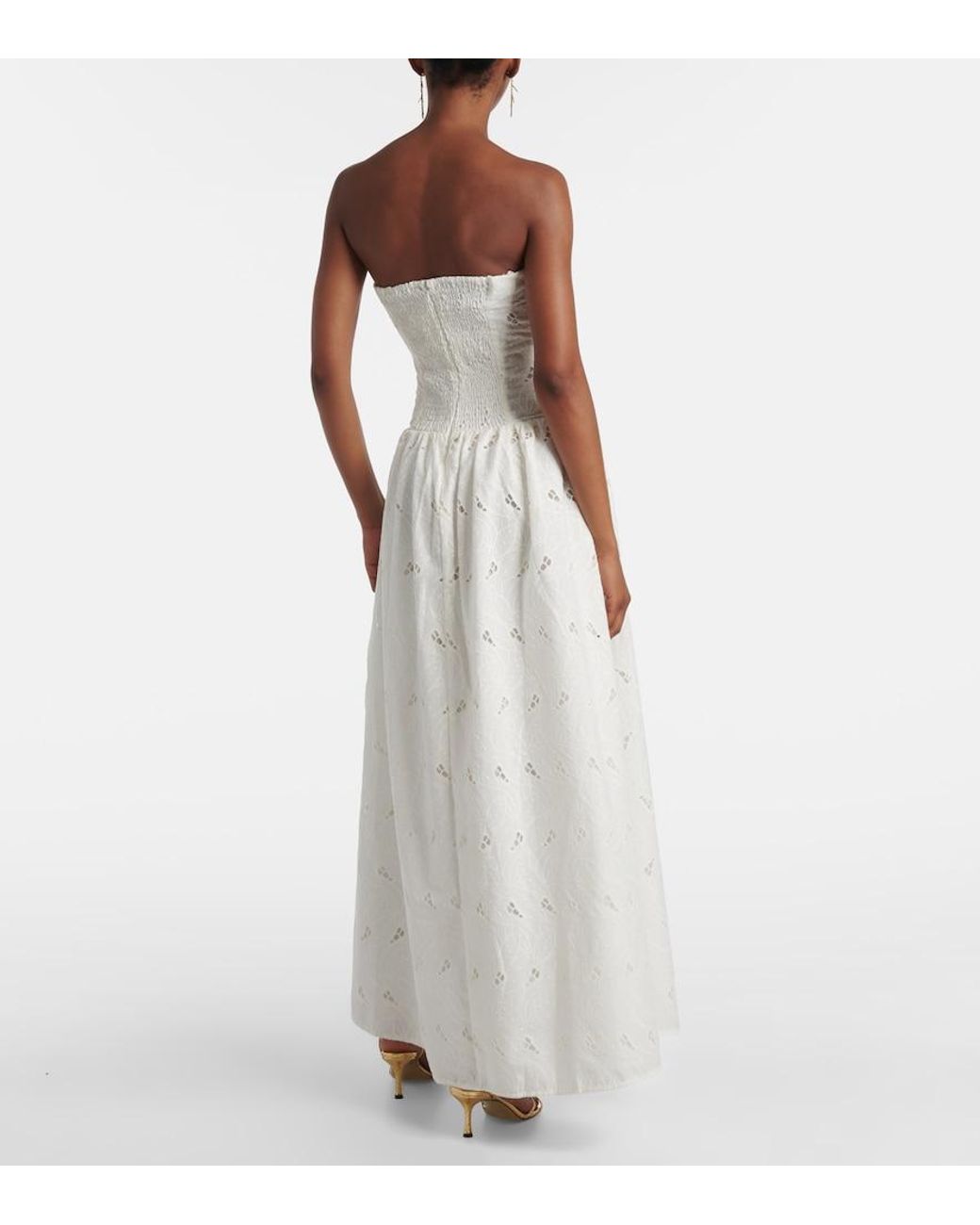 Faithfull The Brand White Moa Broderie Anglaise Draped Maxi Dress