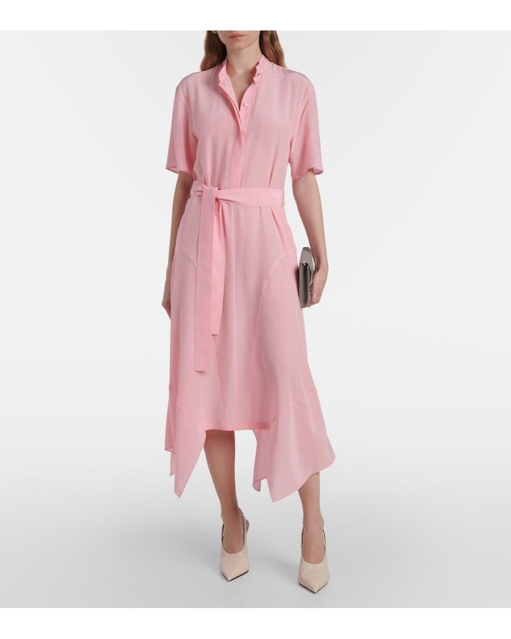 Stella McCartney Pink Iconic Silk Midi Dress