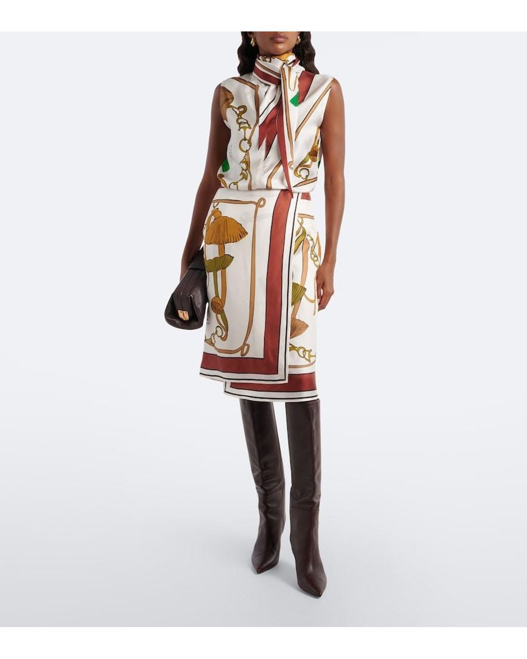 Dorothee Schumacher Red Cosmic Funghi Printed Silk Twill Wrap Skirt