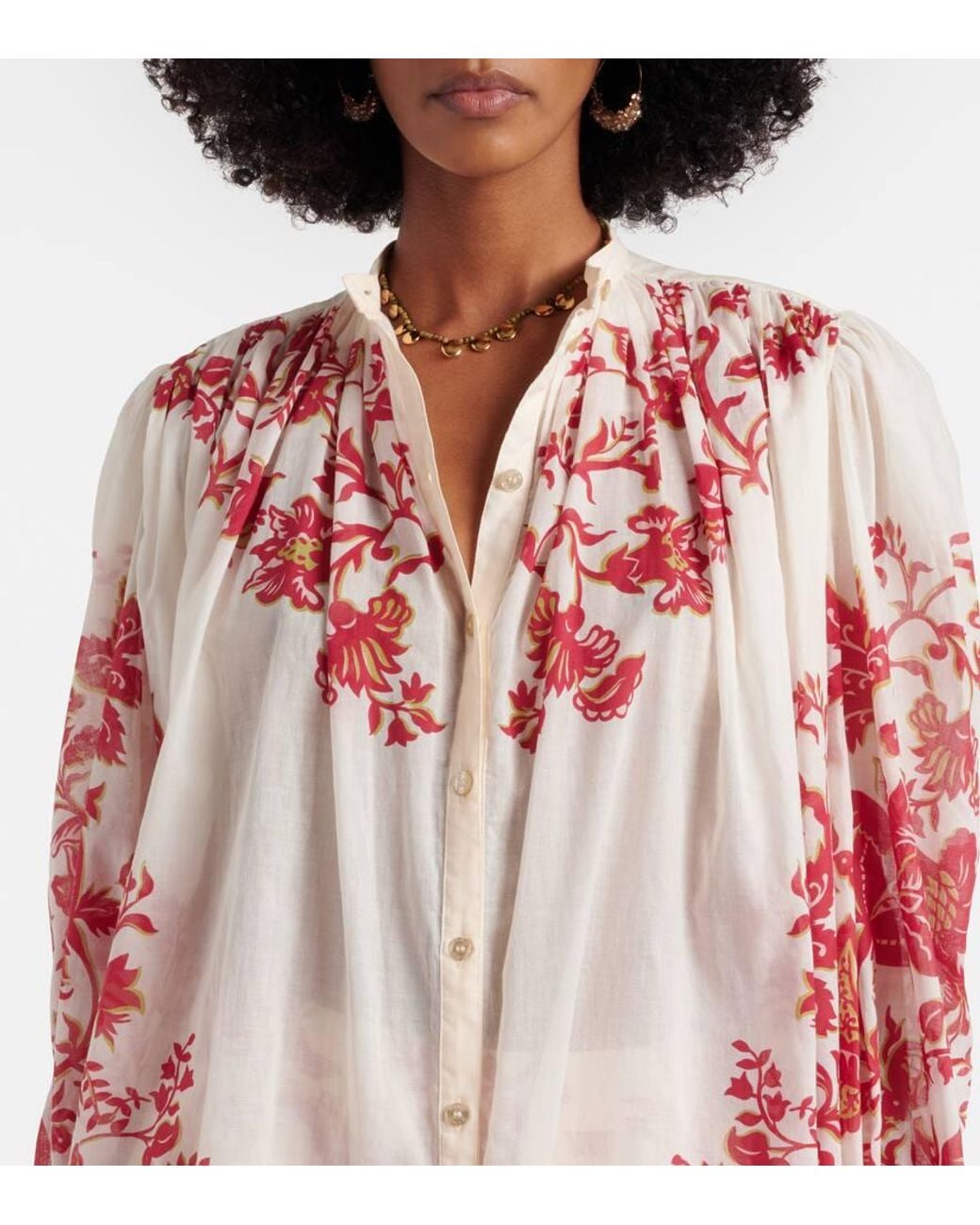 Etro Red Bluse Aus Baumwoll-Voile