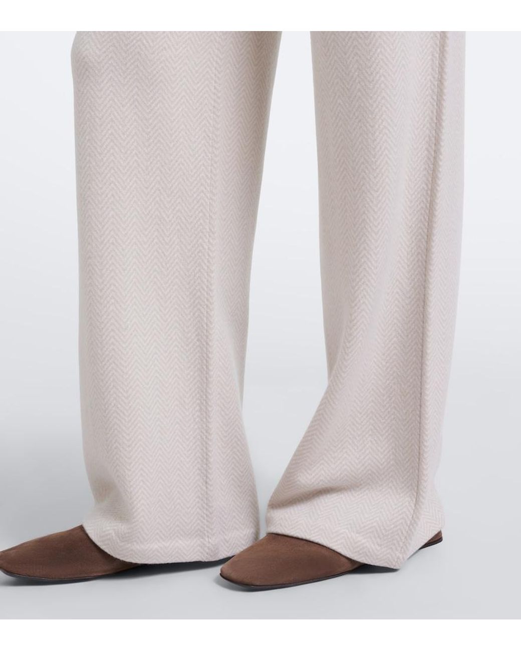 Eleventy White Chevron Cashmere Flared Pants