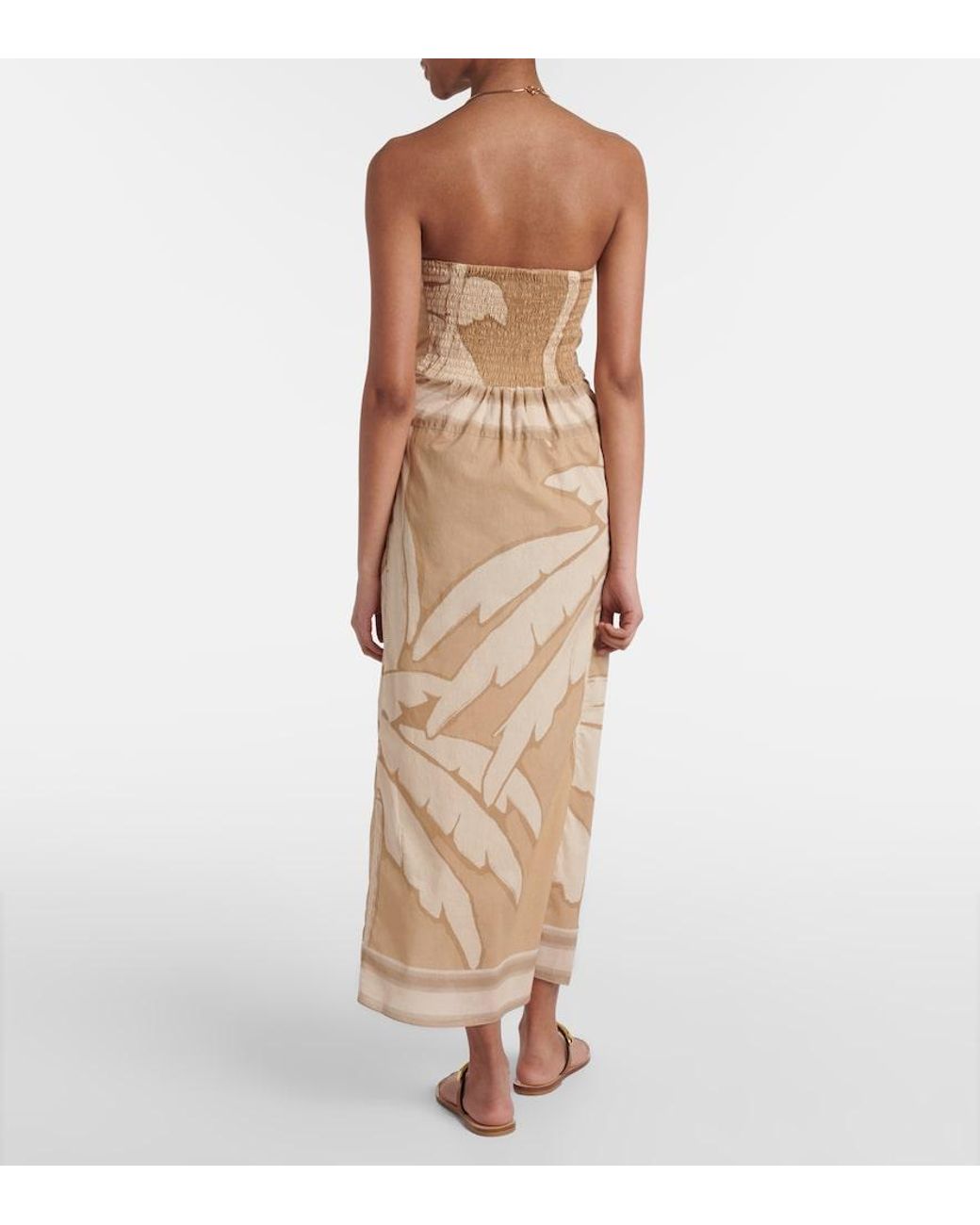Johanna Ortiz Natural Palms Pontoon Cotton Poplin Midi Dress