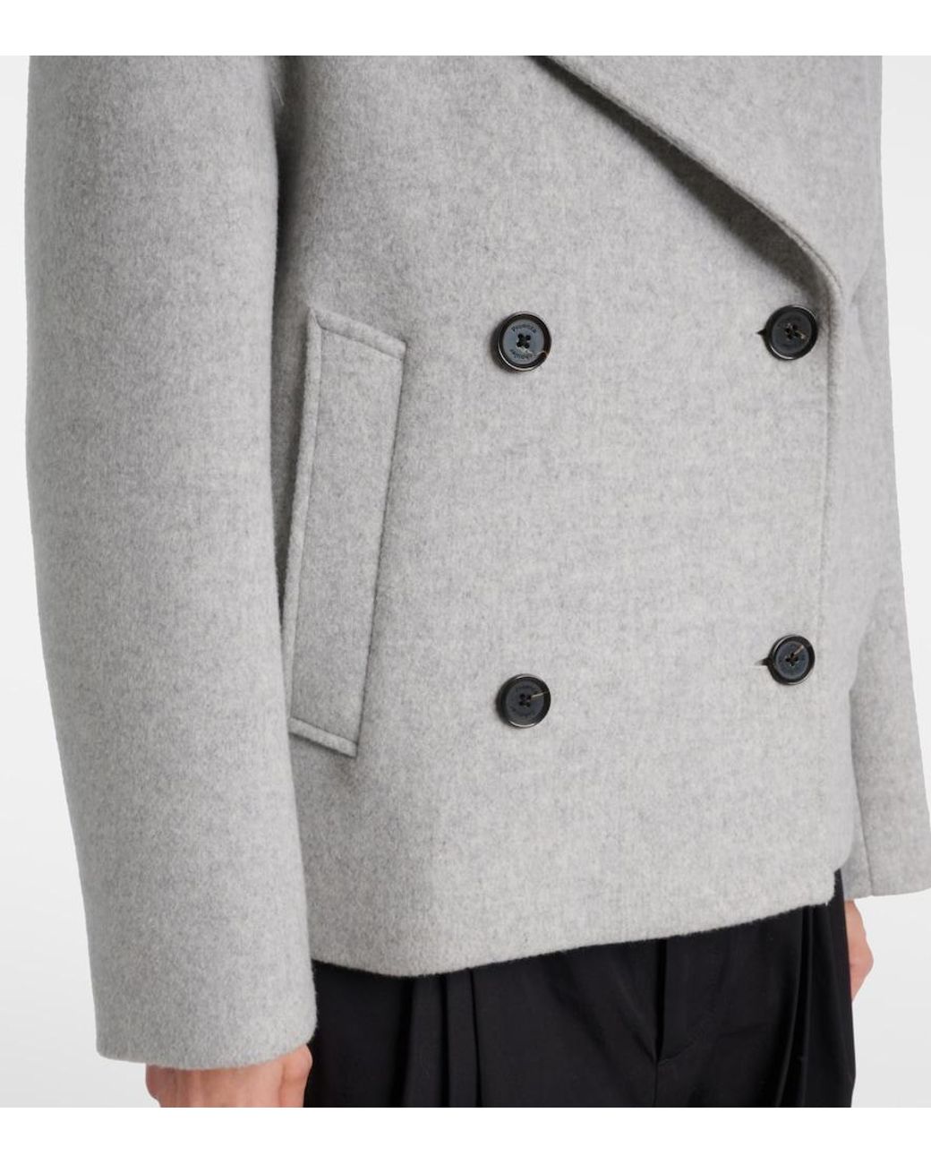 Proenza Schouler Gray Double-Breasted Wool Coat