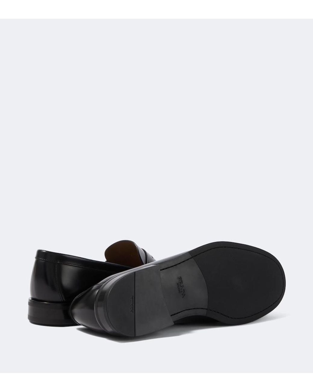 Prada Black Leather Penny Loafers for men