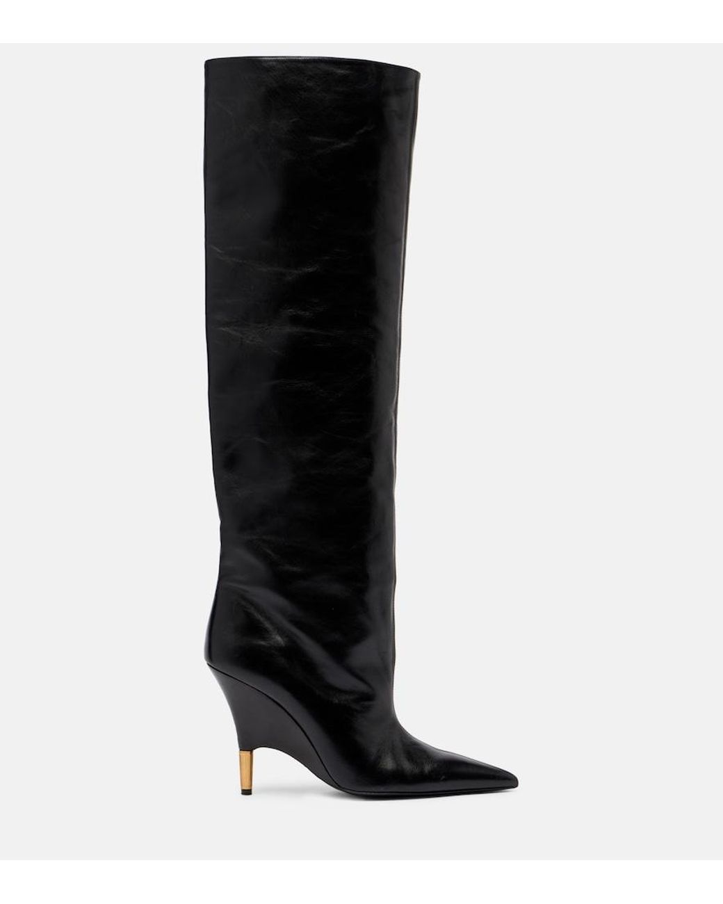 Khaite Black Bella 100 Leather Knee-High Boots
