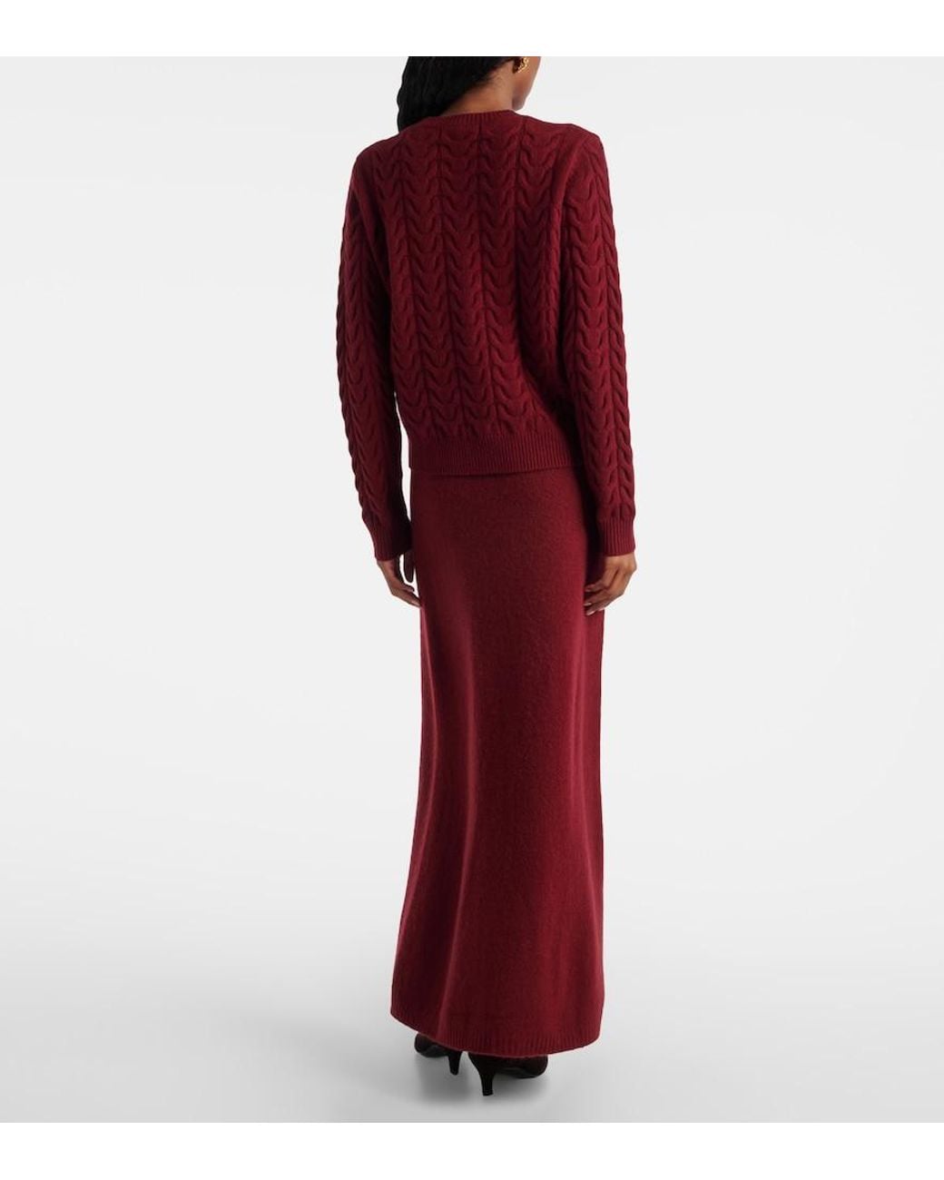 Max Mara Red Aramis Cable-Knit Cashmere Sweater