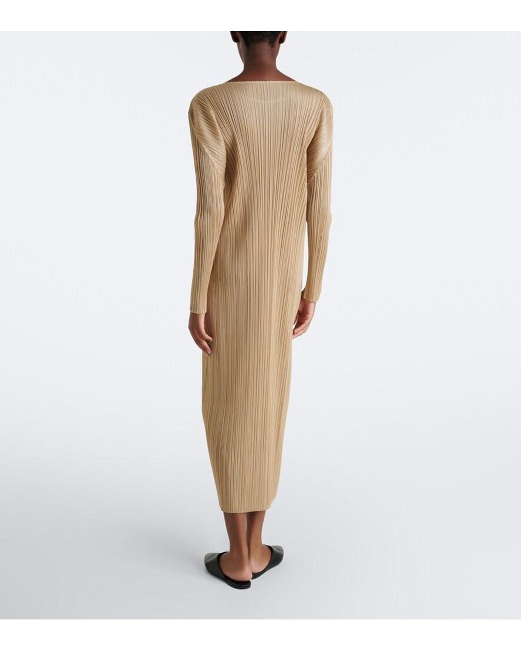 Pleats Please Issey Miyake Natural Monthly Colors: October Pleated Midi Dress