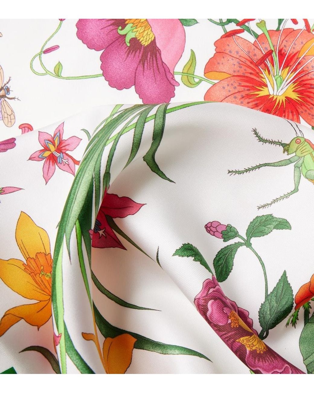 Gucci Green Flora Silk Twill Scarf