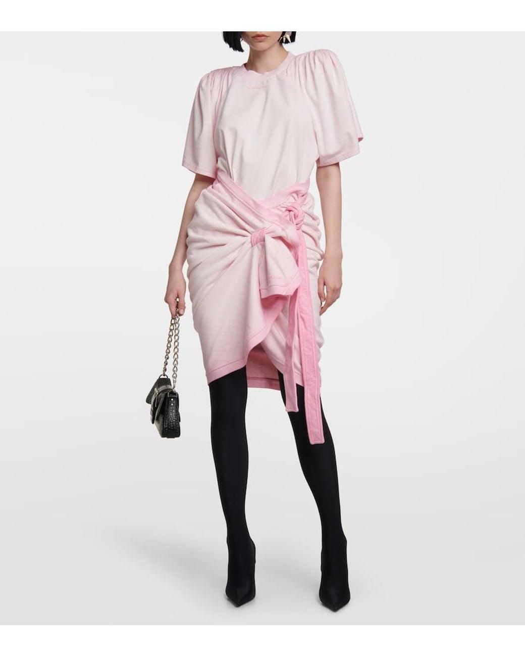 Y. Project Pink Embroidered Cotton Terry Miniskirt