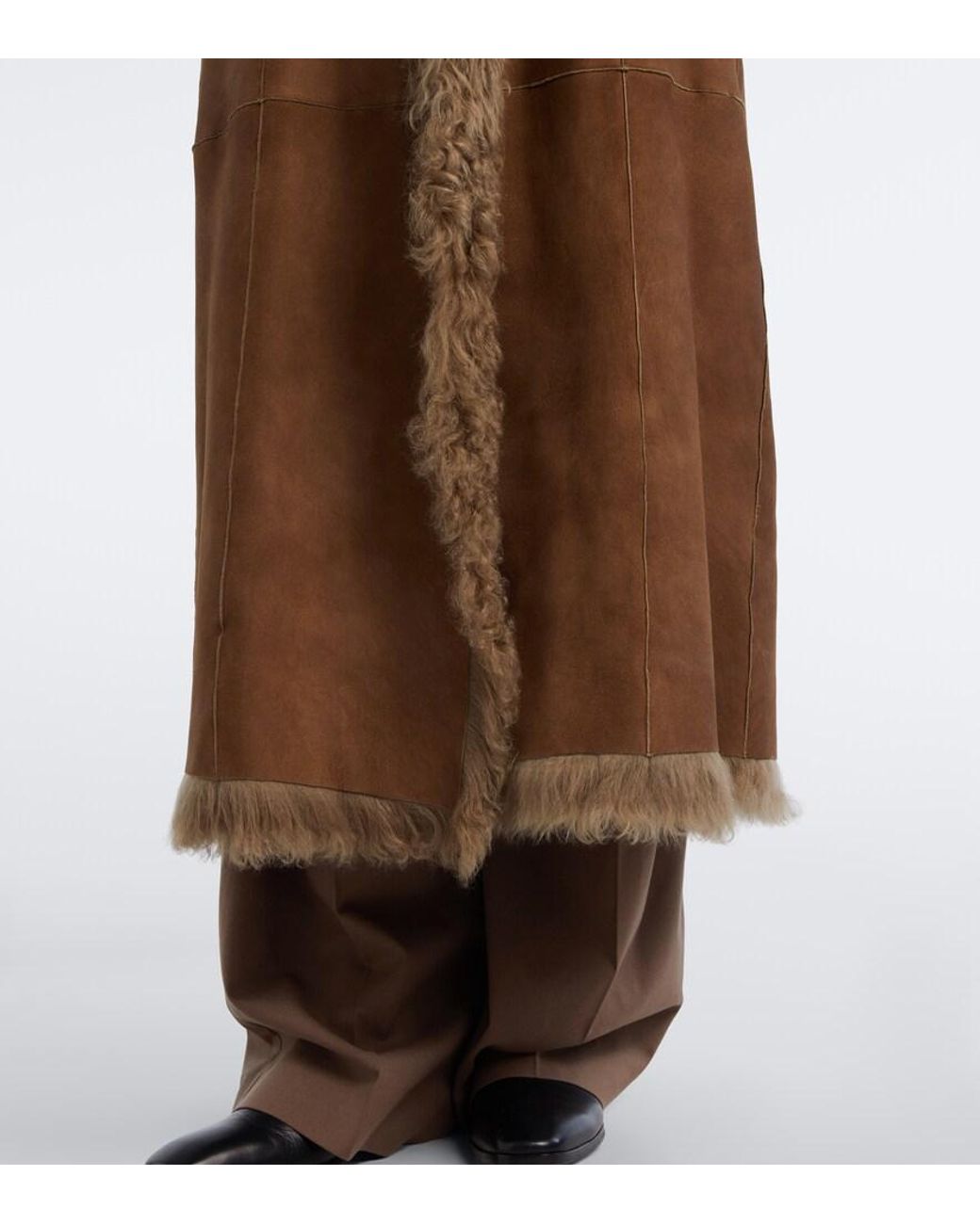 Ralph Lauren Brown Justyn Reversible Suede And Shearling Coat