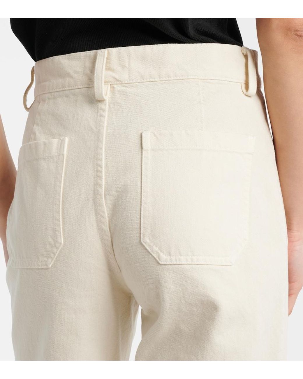 Nili Lotan Natural Florence Cotton Wide-Leg Pants