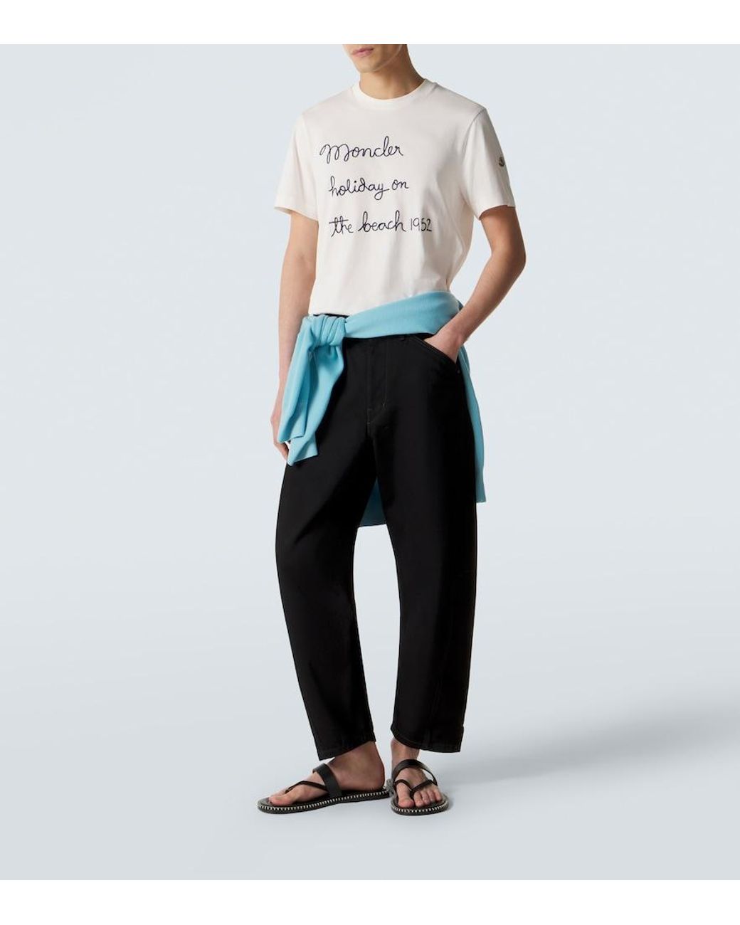 Moncler Natural Embroidered Cotton Jersey T-Shirt for men